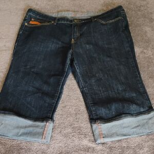 Ruff Ryders Hip Hop Cuffed Embroidered Crop Jeans Y2K Style